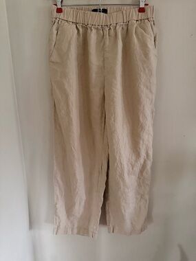 100% linen Quince Neutral Beige Elastic-Waist Casual Pants